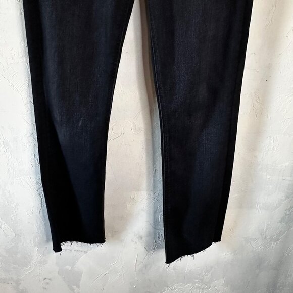 Mother The Mid Rise Dazzler Ankle Wash Deep End Black Size 27 Fray Straight Leg - Picture 4 of 12